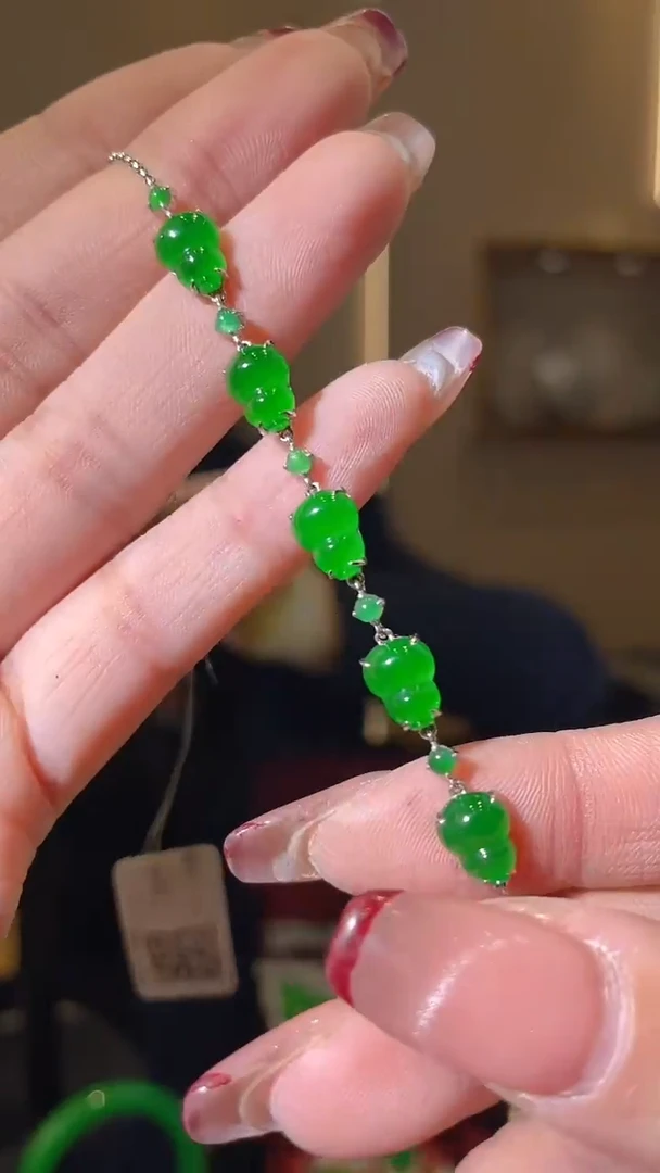 【闪购商品】翡翠手链18K金镶嵌天然翡翠A货