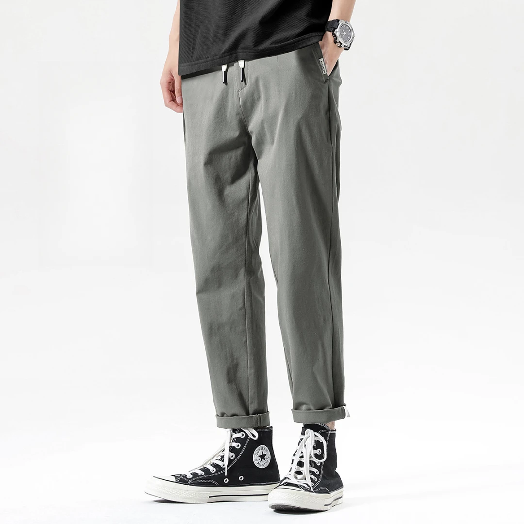 自由弹记忆棉秋季薄款休闲裤子男宽松百搭直筒锥形长裤