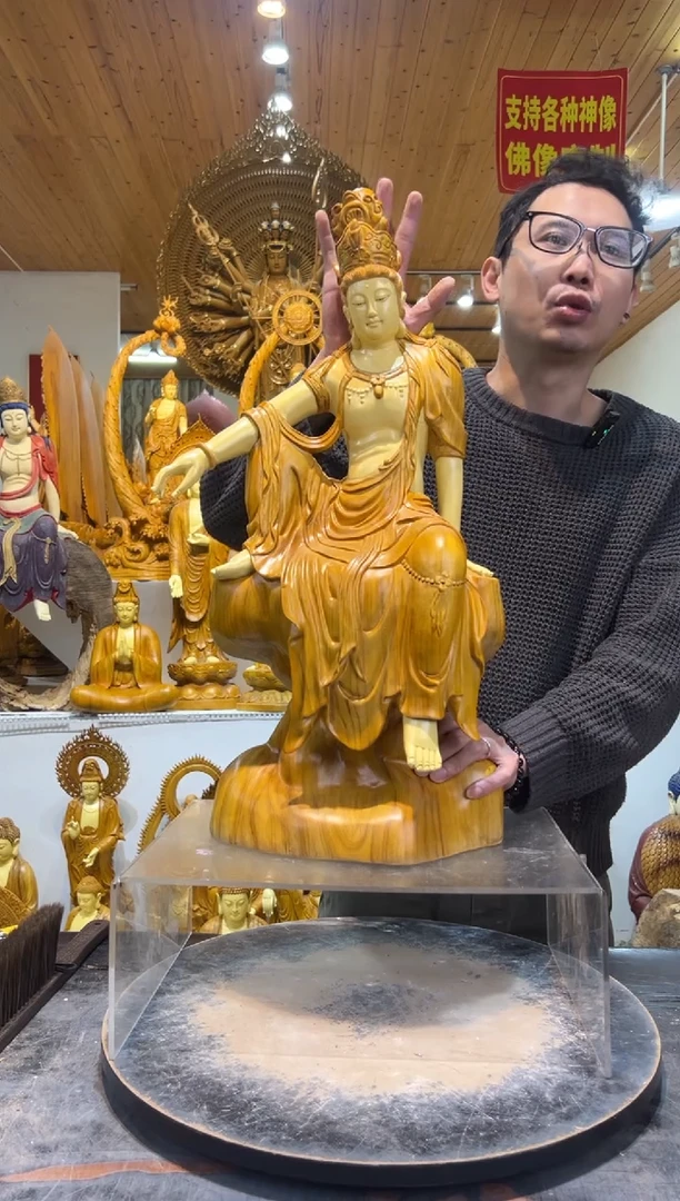 香樟木自在观音63cm高