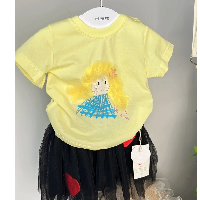 6143米乐熊女宝宝短袖T恤上衣夏季新款幼童童装上衣儿童半袖