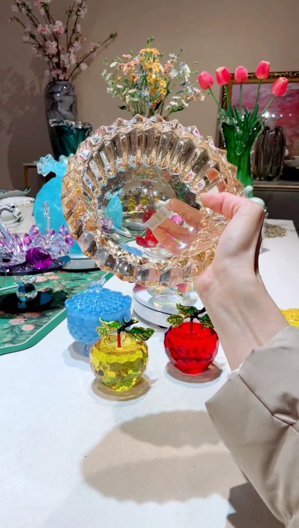 【闪购商品】琉璃手工艺品金色烟灰缸