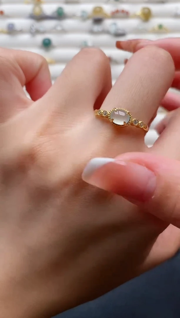 银S925镶嵌戒指翡翠5555555+1