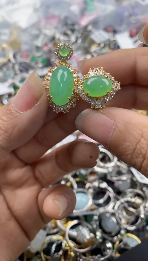 银S925镶嵌戒指翡翠12                2