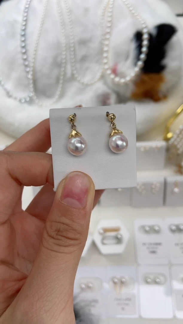 【闪购商品】海水珍珠耳饰银S925镶嵌8-8.5mm耳饰