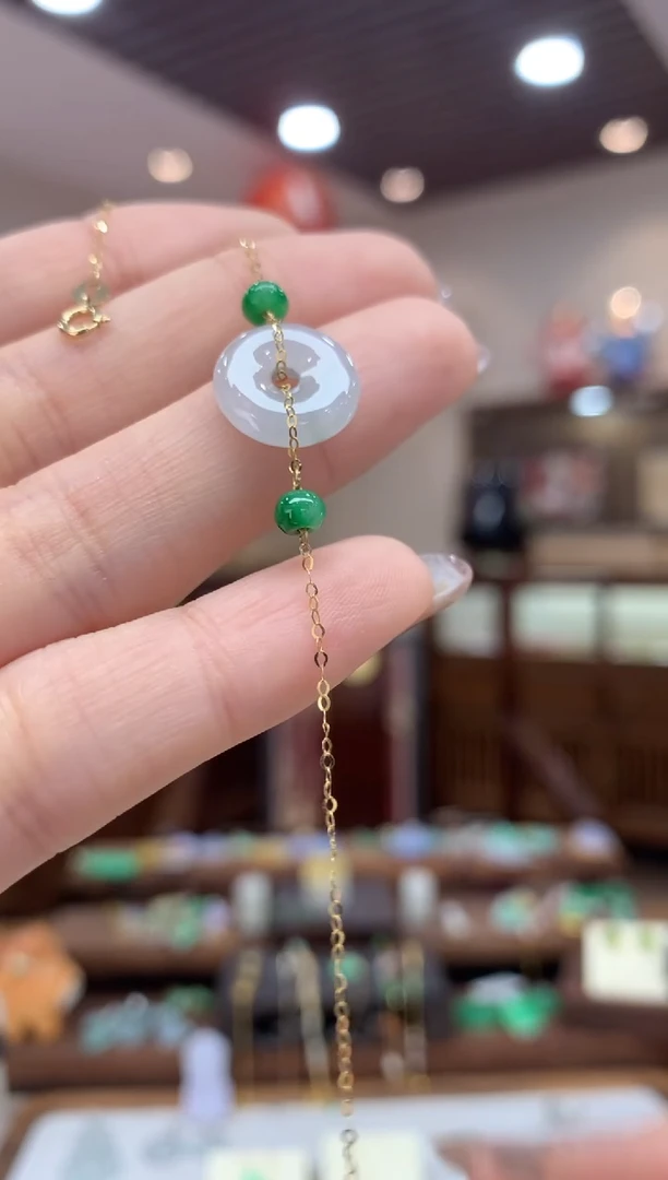 【闪购商品】翡翠手链18K金镶嵌手链