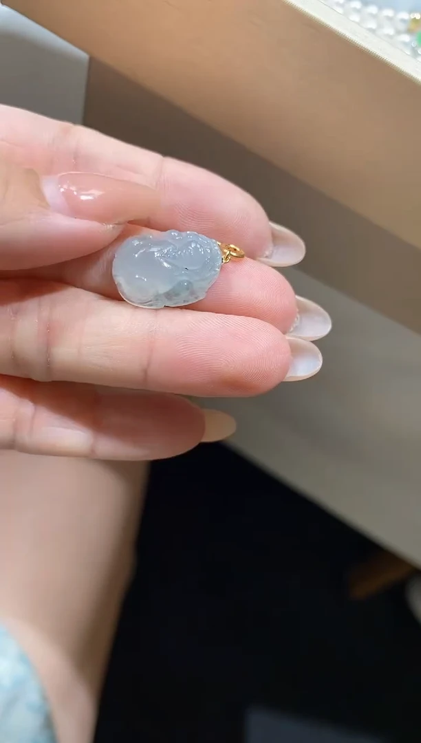 吊坠(不含链)18K金镶嵌翡翠小滴流