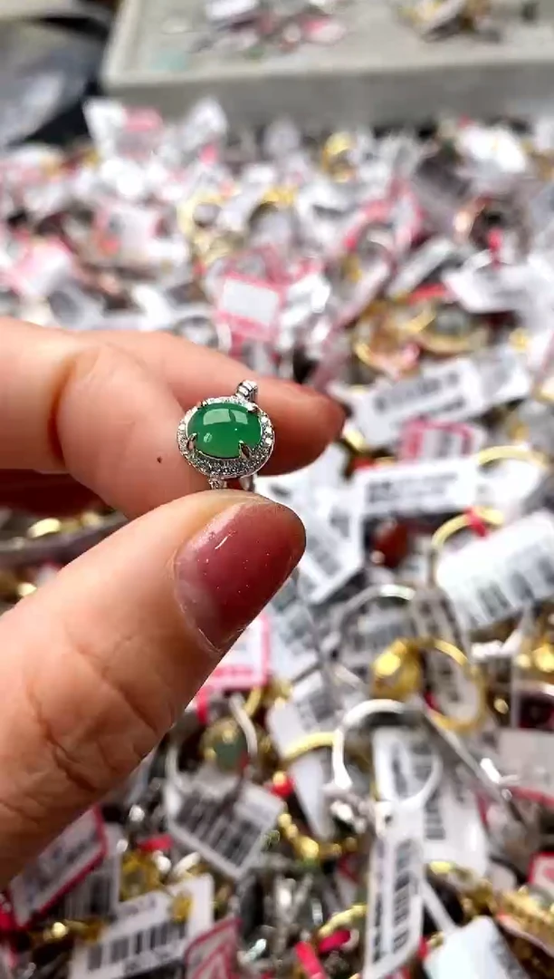 【闪购商品】翡翠戒指银S925镶嵌6666666    8