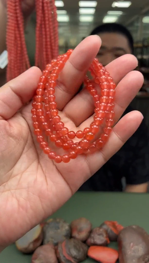手链未镶嵌南红玛瑙多圈手串一条约5mm+多样性发货