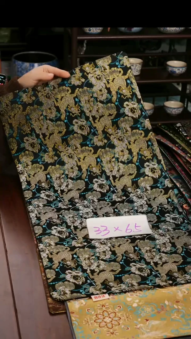 【福利麒麟牡丹双面】中国风干泡织锦茶席33*65