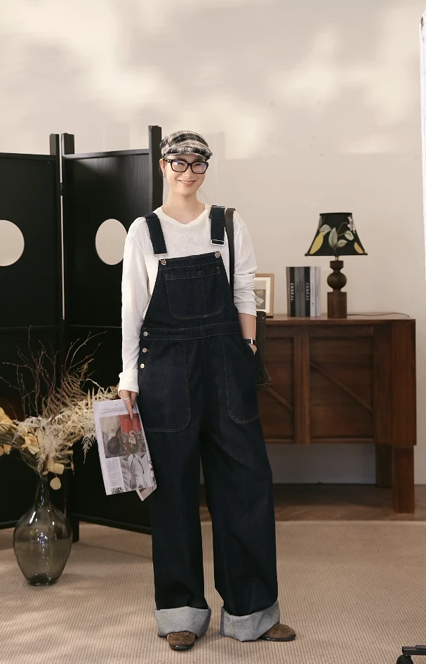 【YILI显瘦女装】韩系复古潮流连体牛仔背带裤 Y0764