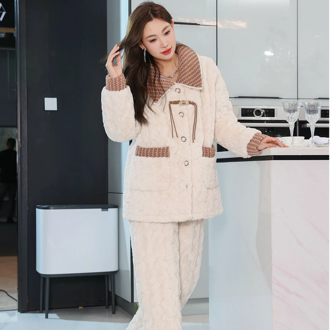 D125冬季睡衣套装原创潮流高货加绒加厚套装可外穿