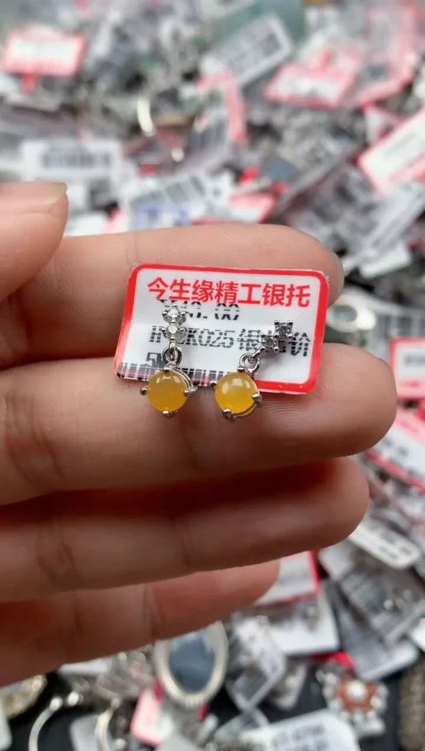 银S925镶嵌戒指翡翠天然A货缅甸翡翠
