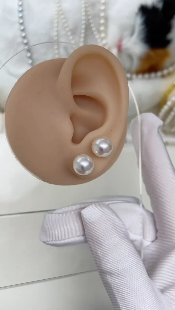 【闪购商品】海水珍珠耳钉18K金镶嵌9-9.5mm耳钉福利