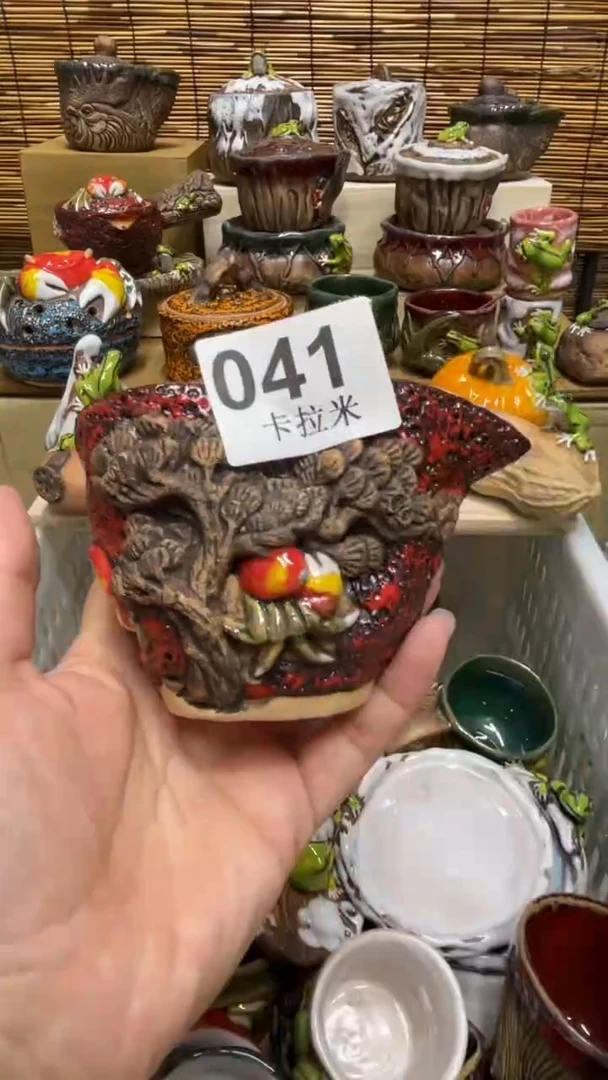 ?***天041精美粗陶手工柴烧