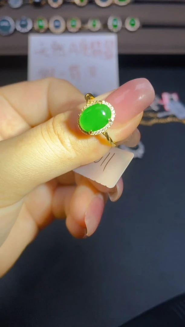 翡翠戒指银S925镶嵌0054