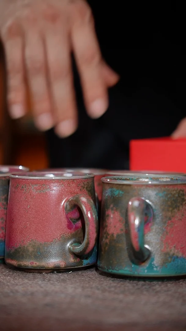 92-10咖啡杯（炉钧釉红多 窑变随机）