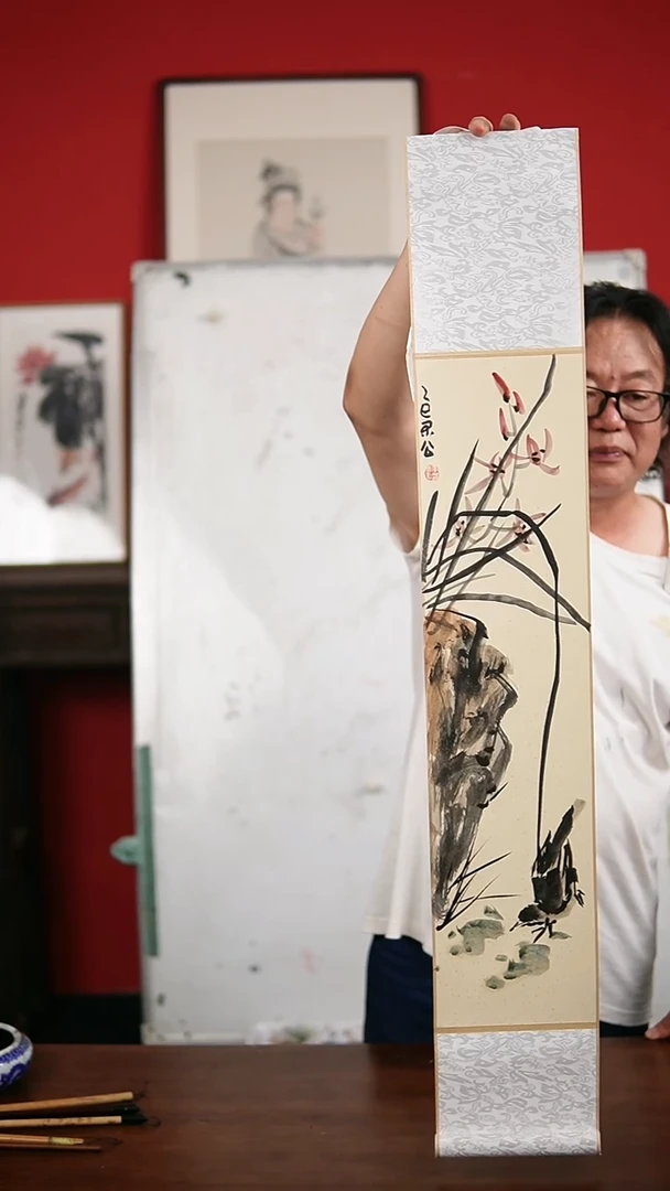 国画手写手绘-17*110卷轴