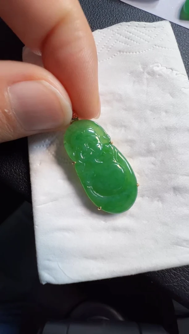 吊坠(不含链)18K金镶嵌翡翠1580