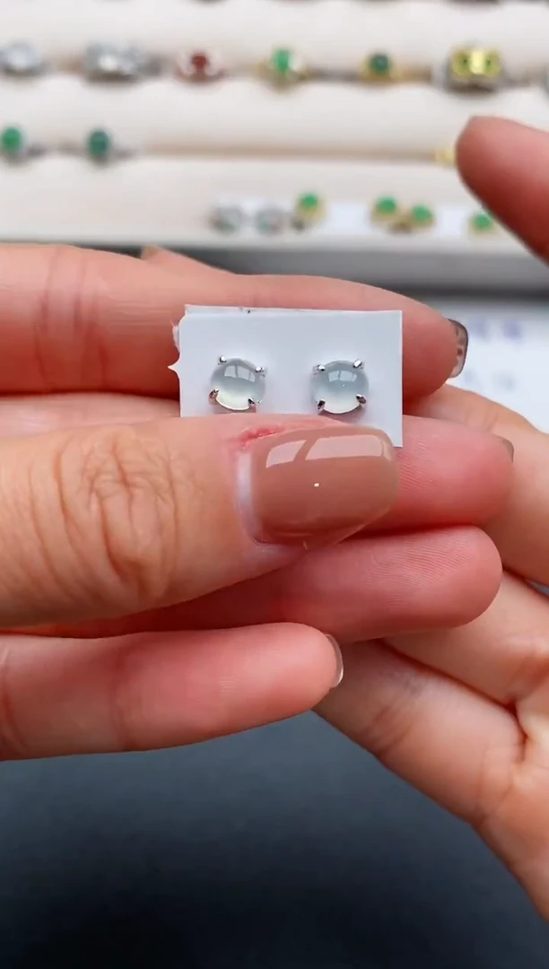 银S925镶嵌戒指翡翠天然缅甸A货翡翠22  2-