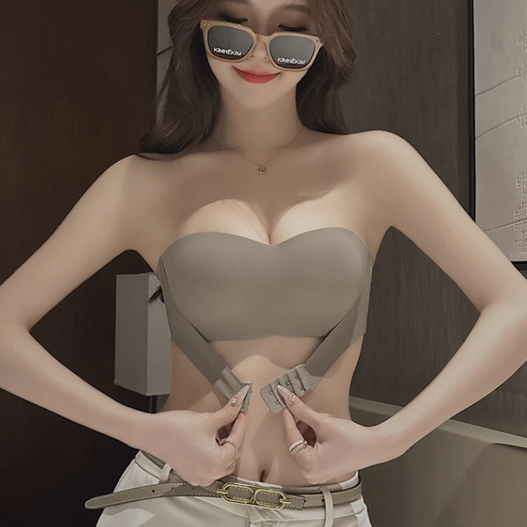 无肩带内衣女防滑聚拢薄款夏季美背抹胸防走光裹胸无痕露背文胸罩