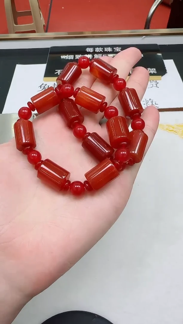 未镶嵌手串玛瑙/玉髓LL樱桃红单圈手串GLL-多样性发其一/约13mm