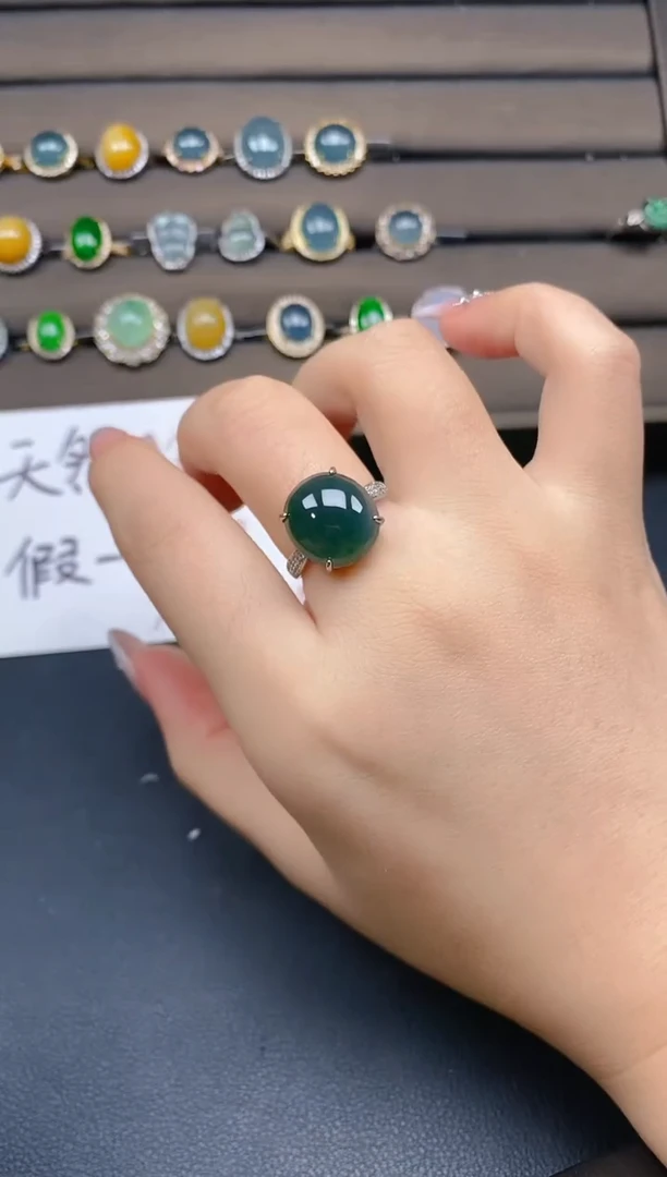 翡翠戒指银S925镶嵌51