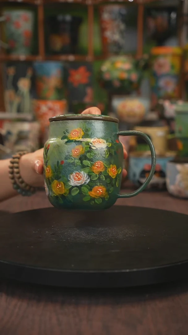 紫砂油画手绘釉下彩