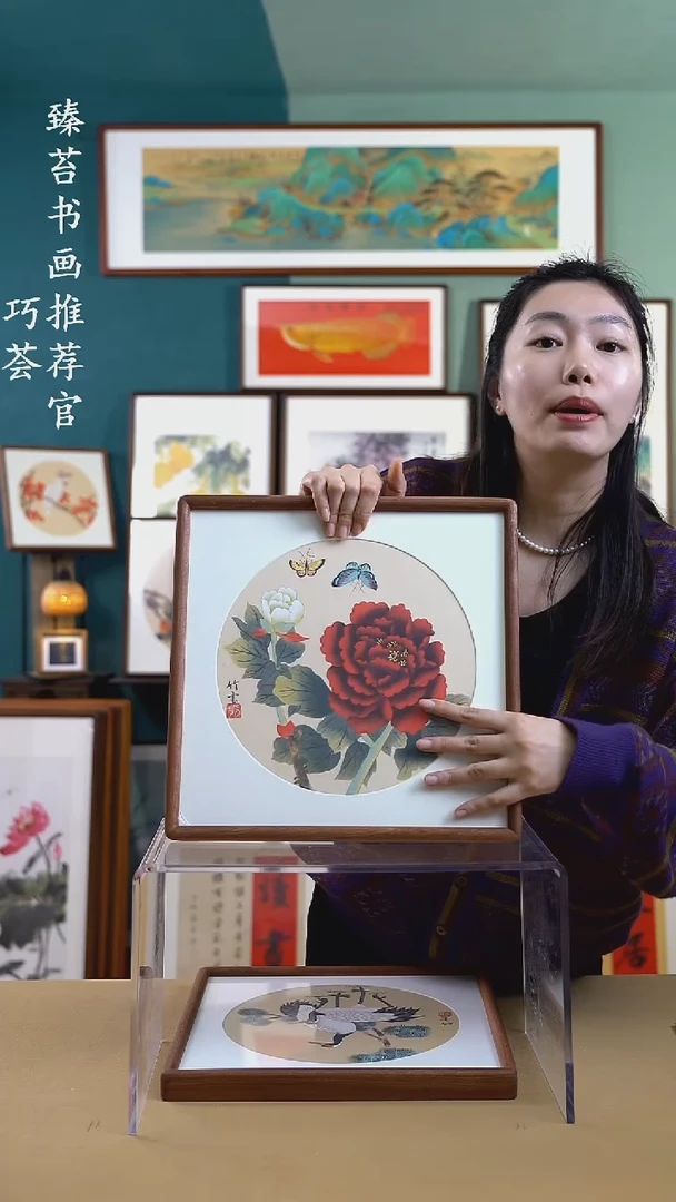 【闪购商品】书法35*35 红红牡丹 手写手绘摆台