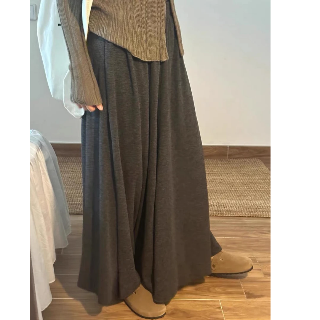 婉婉&秋季氛围感单品 慵懒风温柔针织大阔腿巨显瘦百搭裤裙001