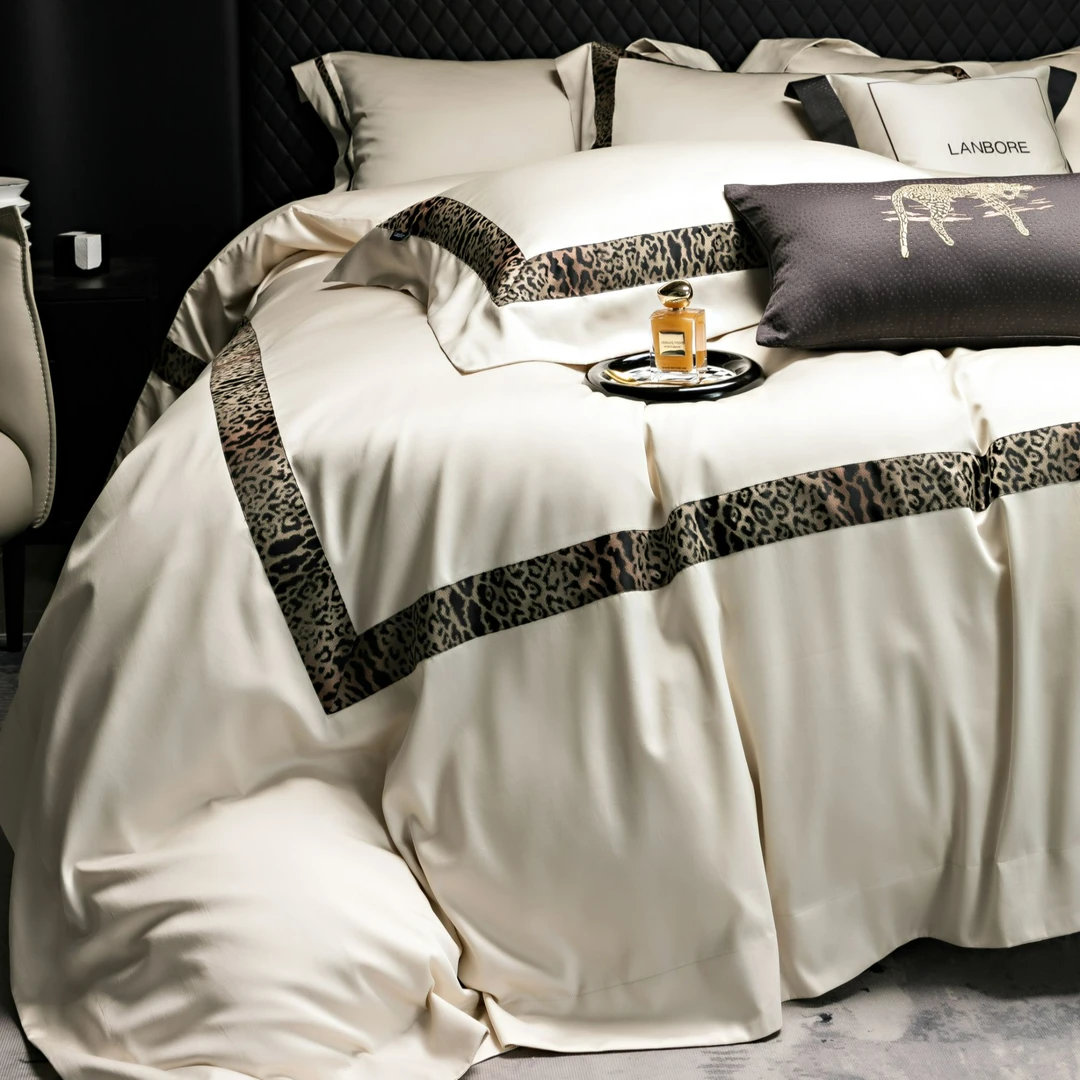 威尔坦沃高订豹纹元素 色织提花四件套匹马棉床上套件