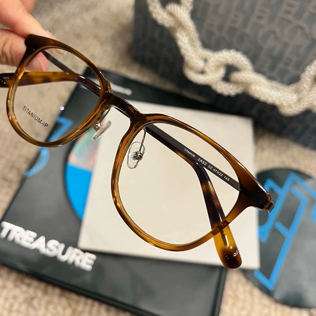 【月半弯】纯钛眼镜茶色卡琳家超轻复古质感眼镜2A53