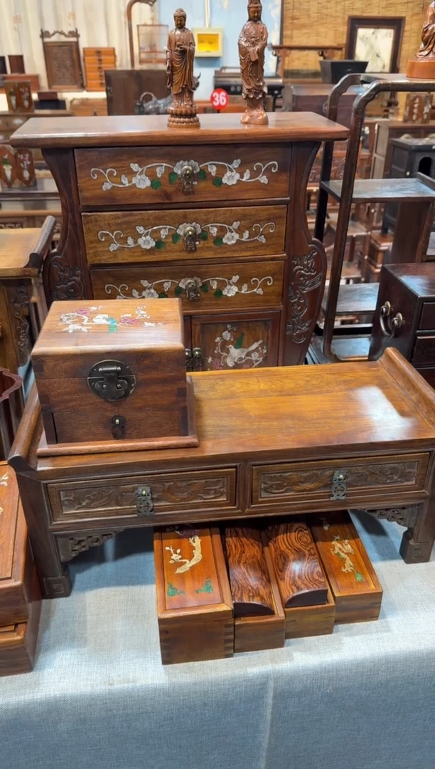 木花梨 双抽小翘头案