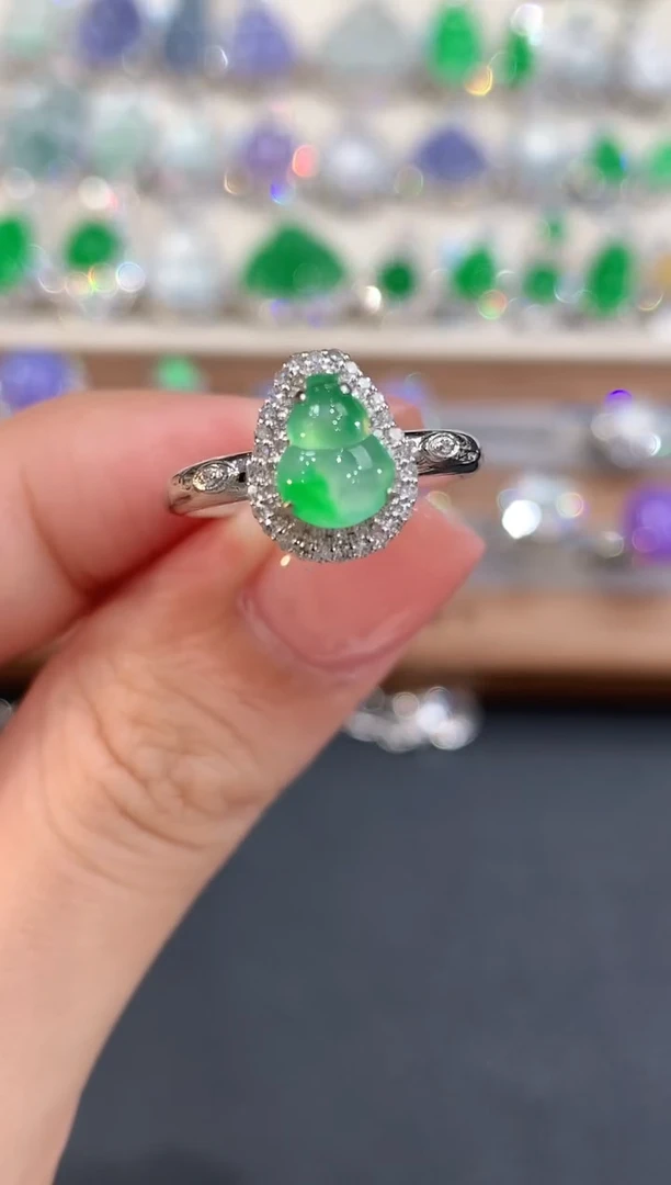 18K金镶嵌戒指翡翠a122多样性一件发货