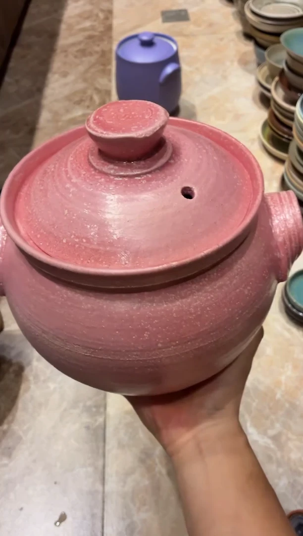 瓷片「****?310粉色手工砂锅1个