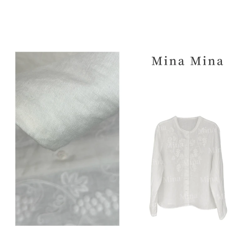 Mina  2025夏季新款 法式浪漫重工刺绣麻料长袖外套2025Z66077