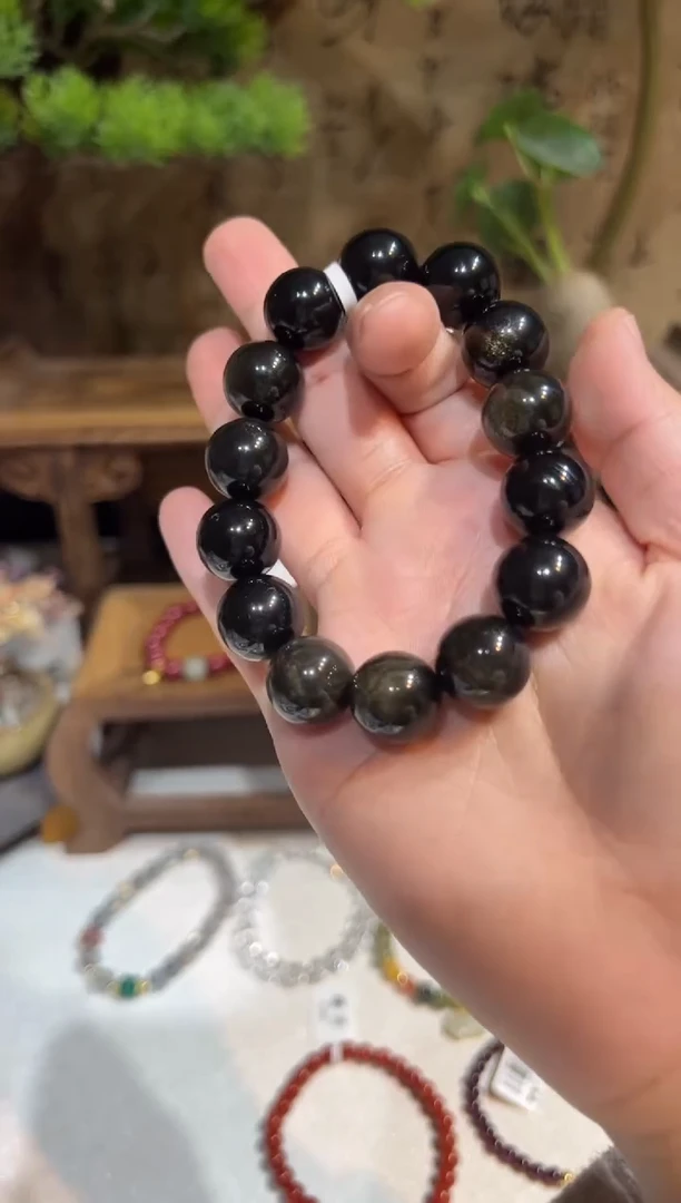 未镶嵌黑曜岩手链手饰@@