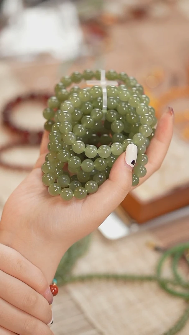 未镶嵌手串和田玉晴水和田玉10mm 单圈手串（多样性发其一）