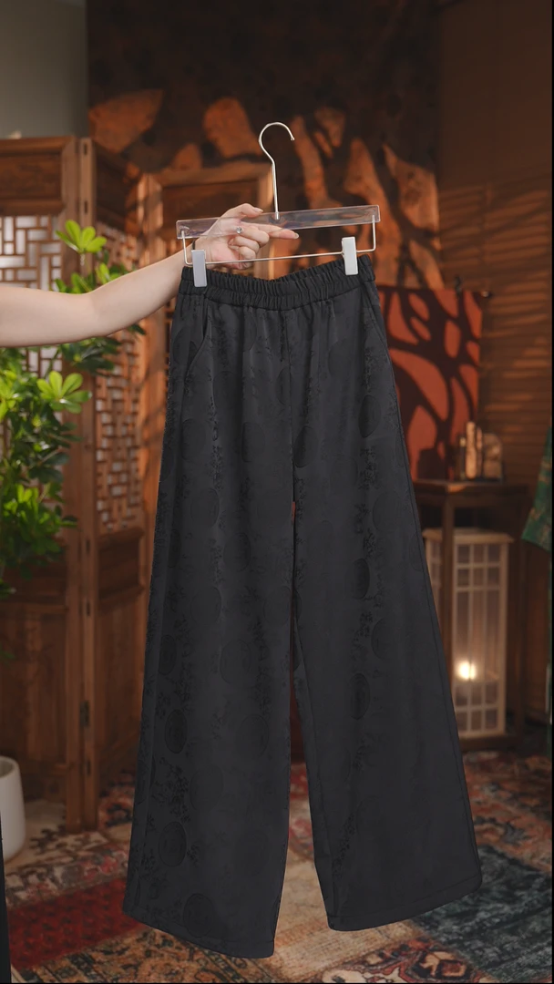 A0240冬款加绒新中式阔腿裤