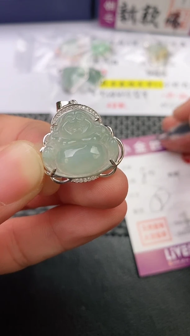 翡翠银S925镶嵌颈饰芳*挂件