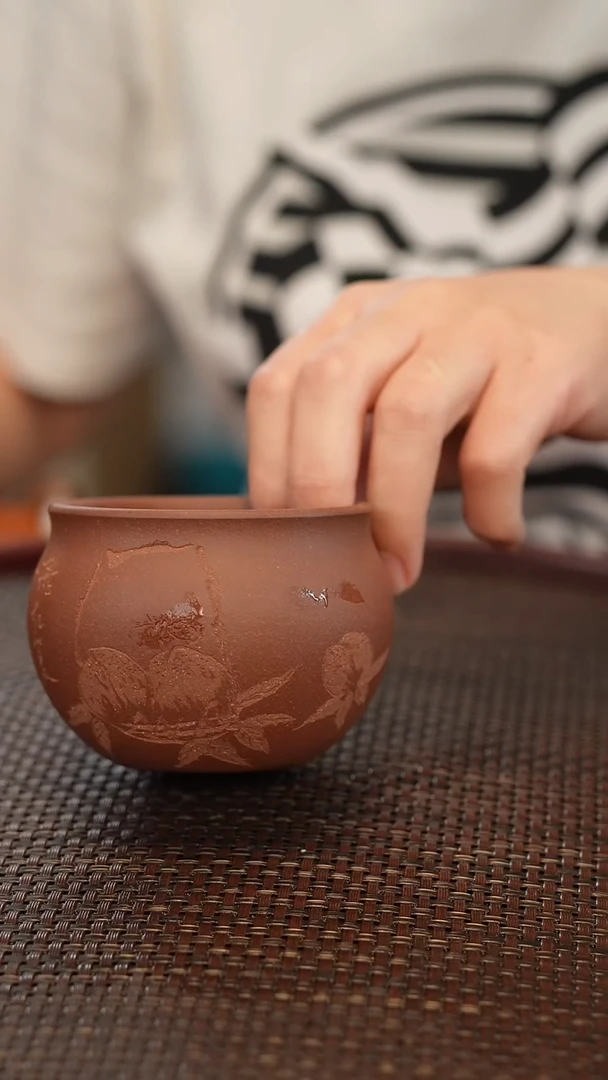 茶壶紫砂紫泥泥料 雕刻杯子 200cc