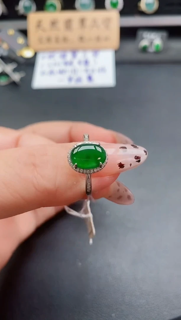 银S925镶嵌戒指翡翠1