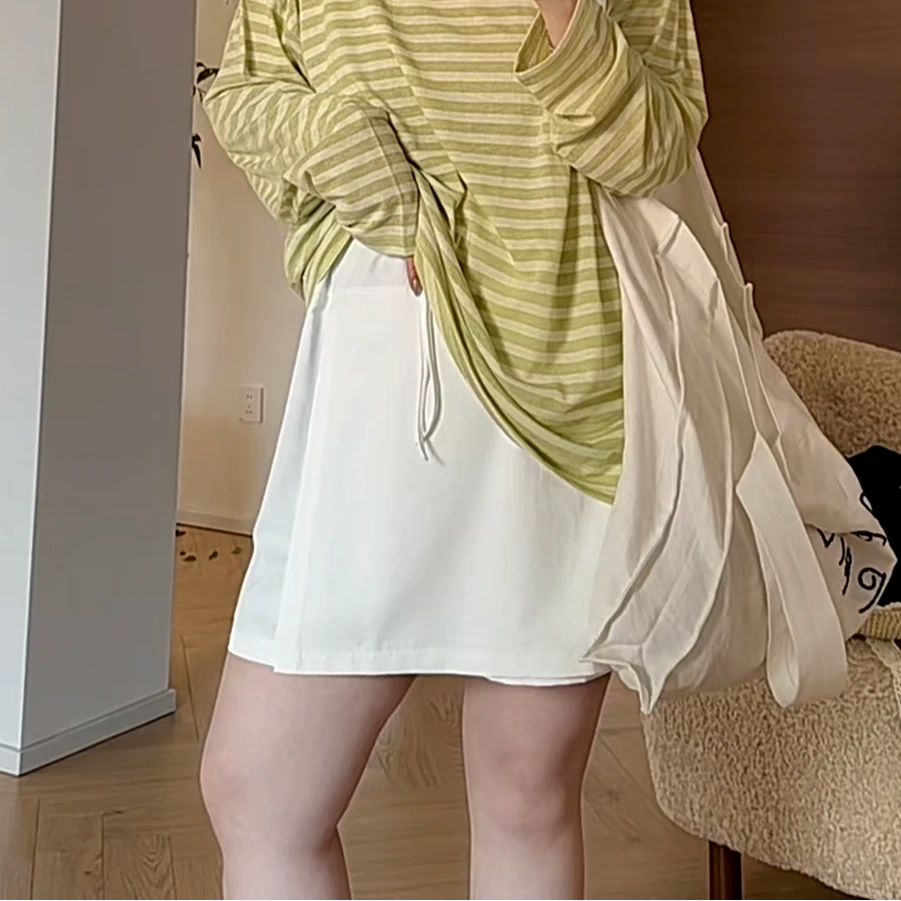 【FANFAN】大码夏季抽绳高腰薄款莱赛尔宽松极简工装半身裙裤S01571