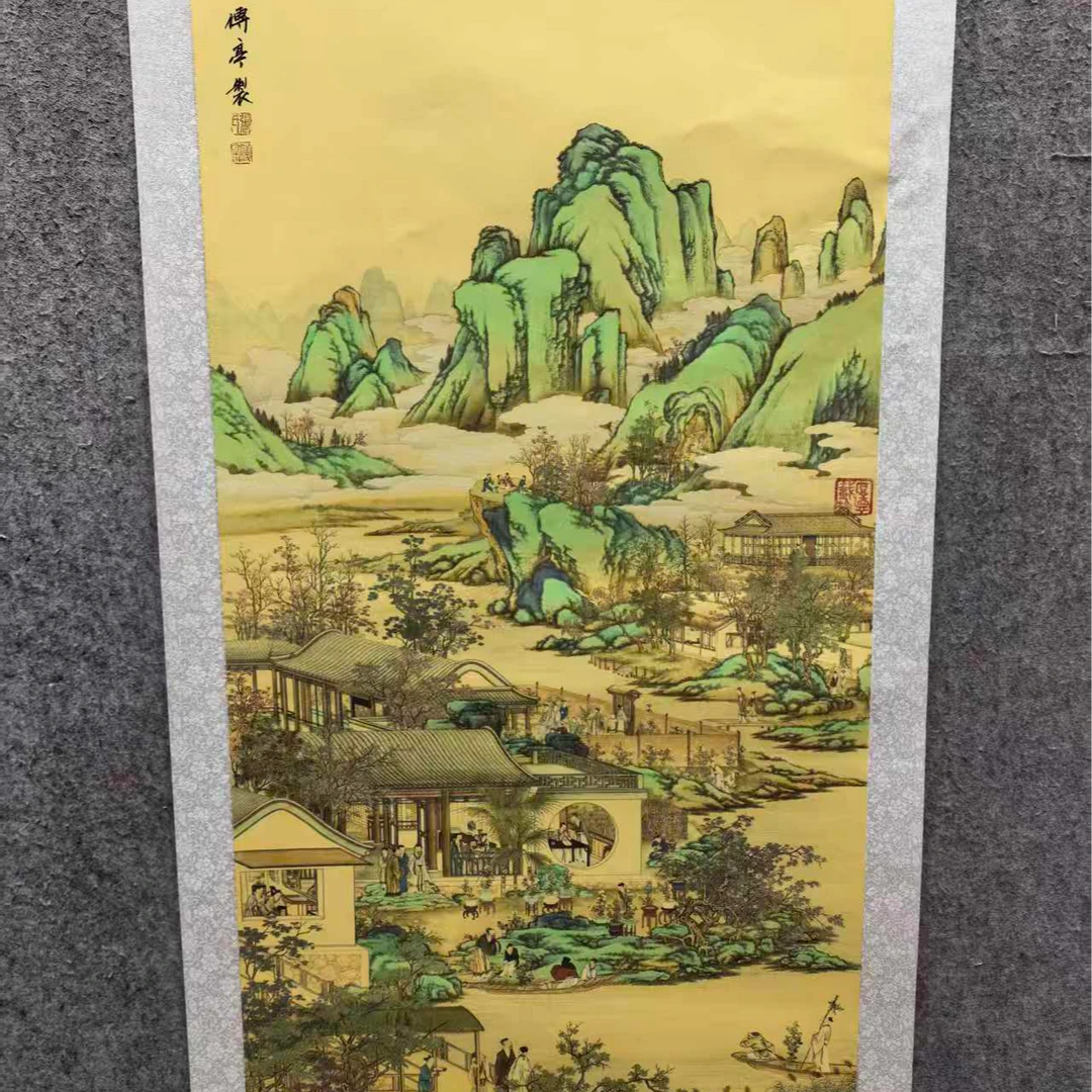 张传亭老师的精品绢布作品  行乐图