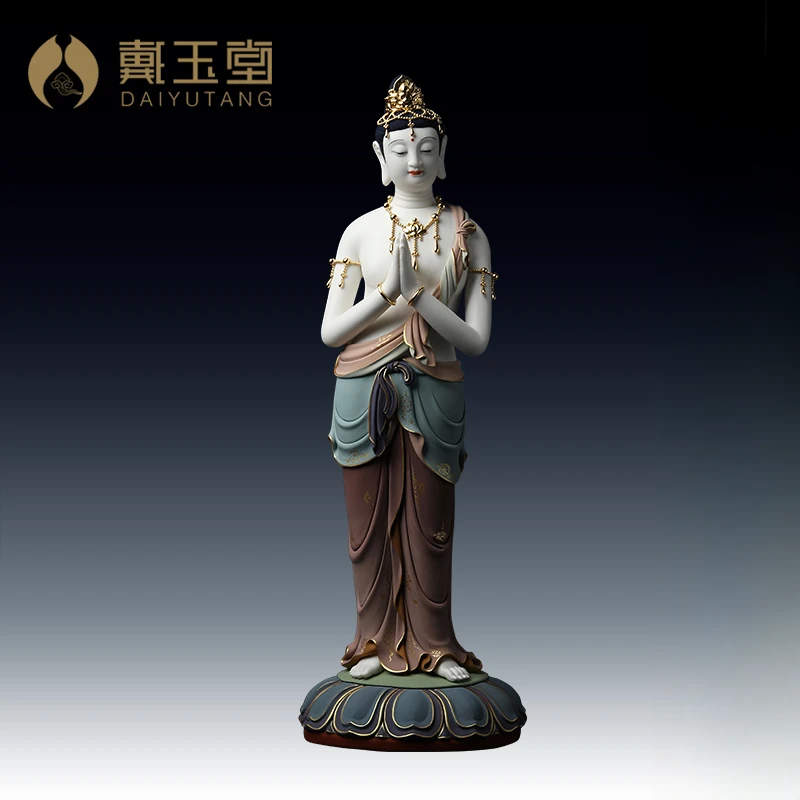 戴玉堂《合掌观音新极彩》摆件德化陶瓷林建平观音陶瓷工艺
