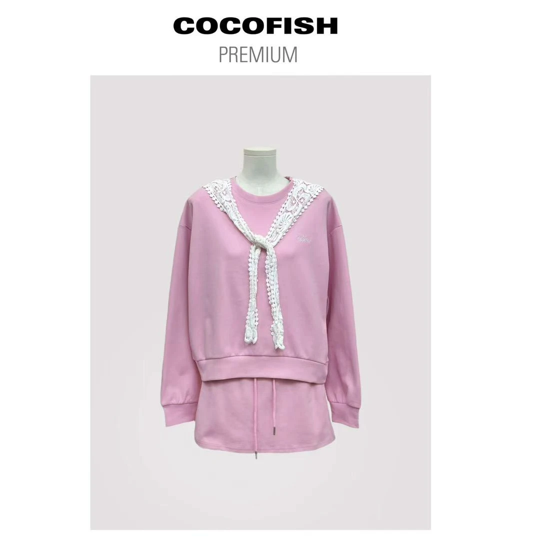 休闲宽松圆领卫衣+松紧高腰A字半身裙+披肩#33227