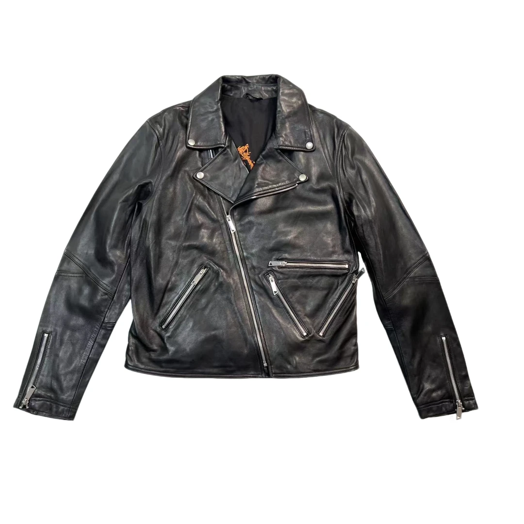 男士经典时尚百搭复古潮流翻领重磅机车皮衣酷帅夹克（直播间链接）