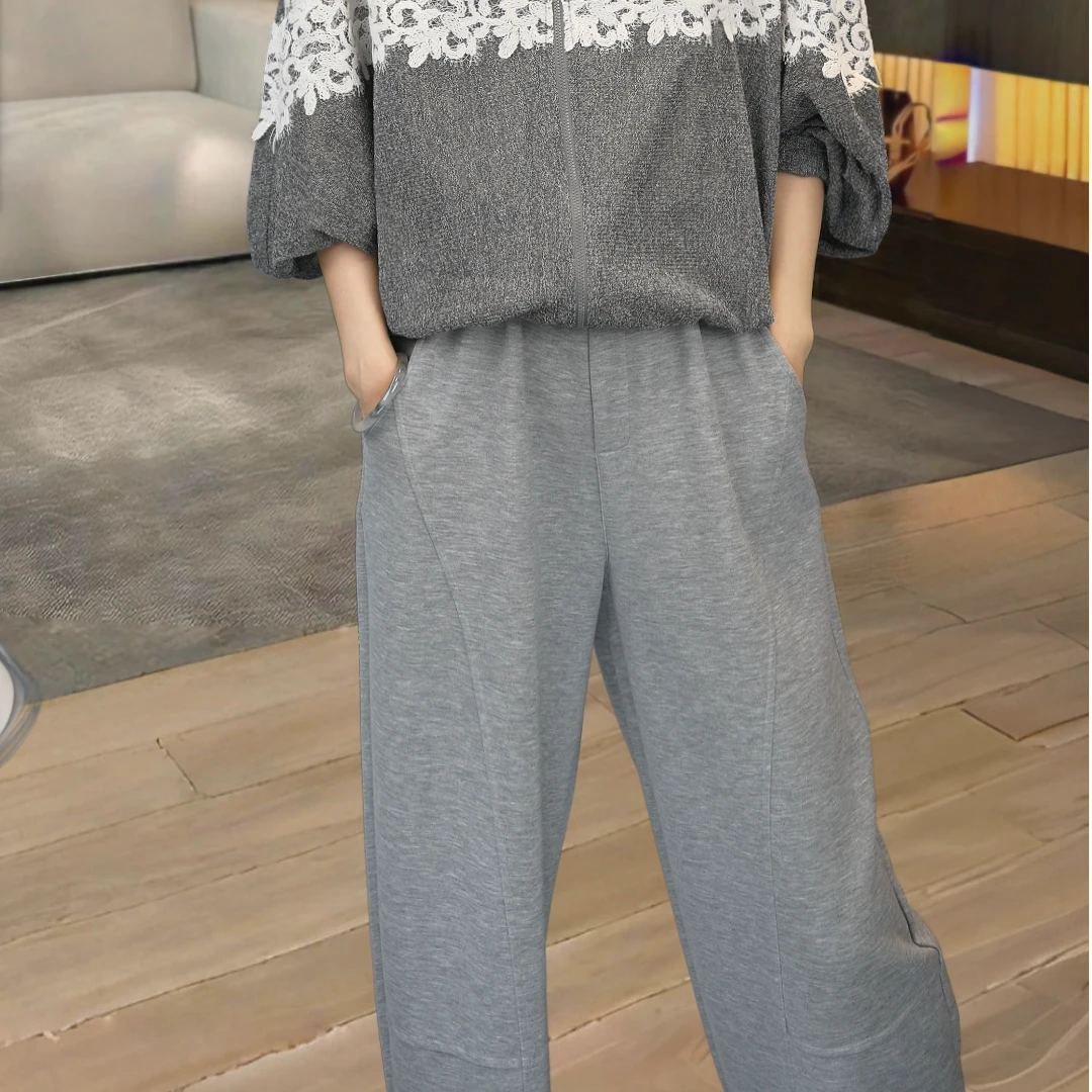 2025夏季高腰百搭时尚通勤简约阔腿休闲裤