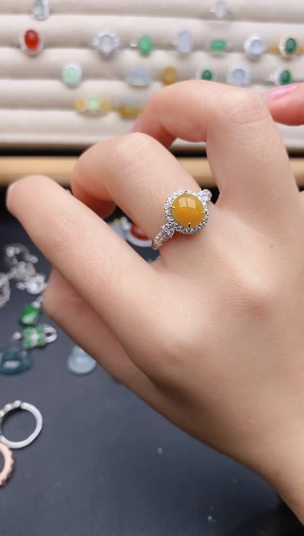 银S925镶嵌戒指翡翠0