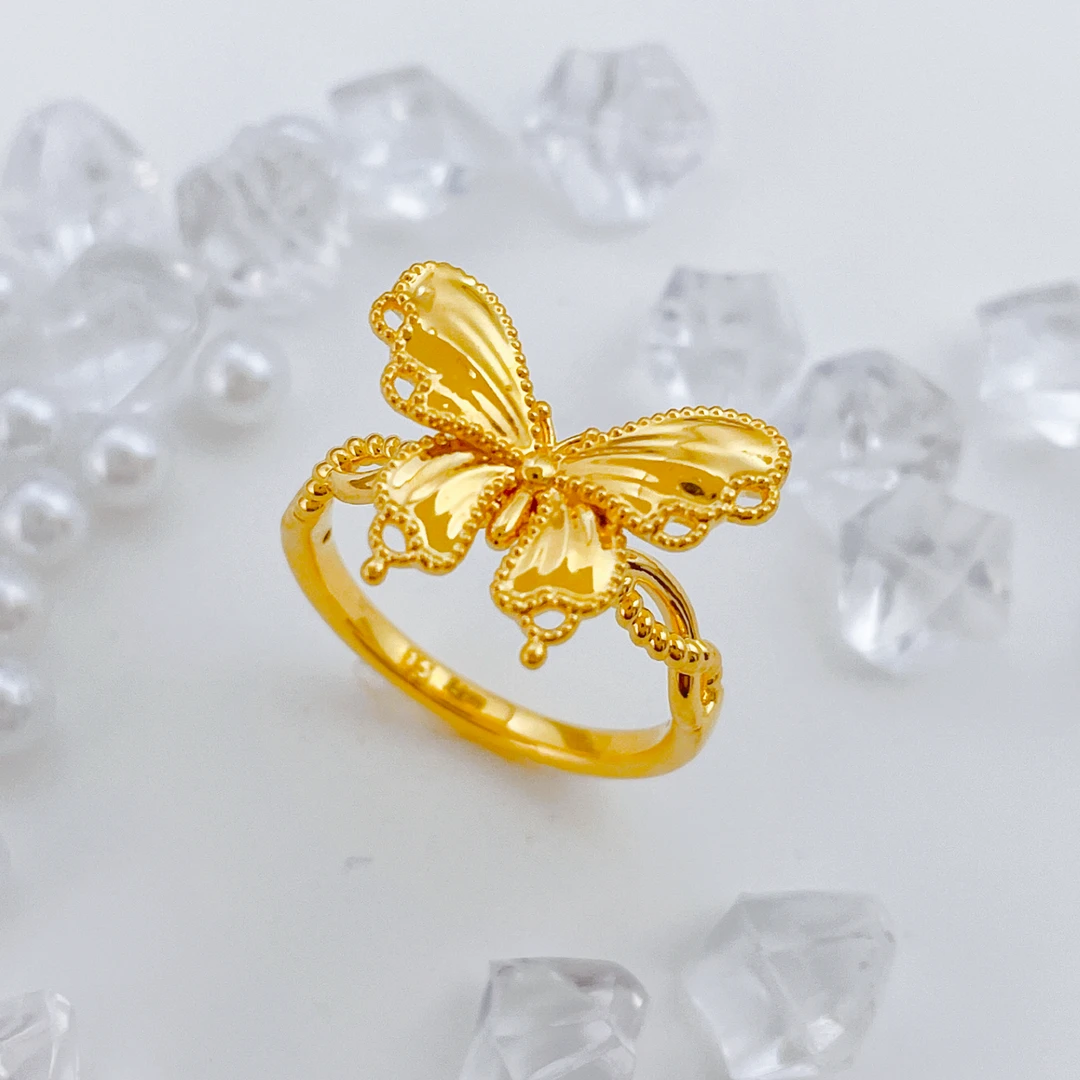 【飘飘严选】足金999  缤纷绮翼蝴蝶戒指2.6 18圈口