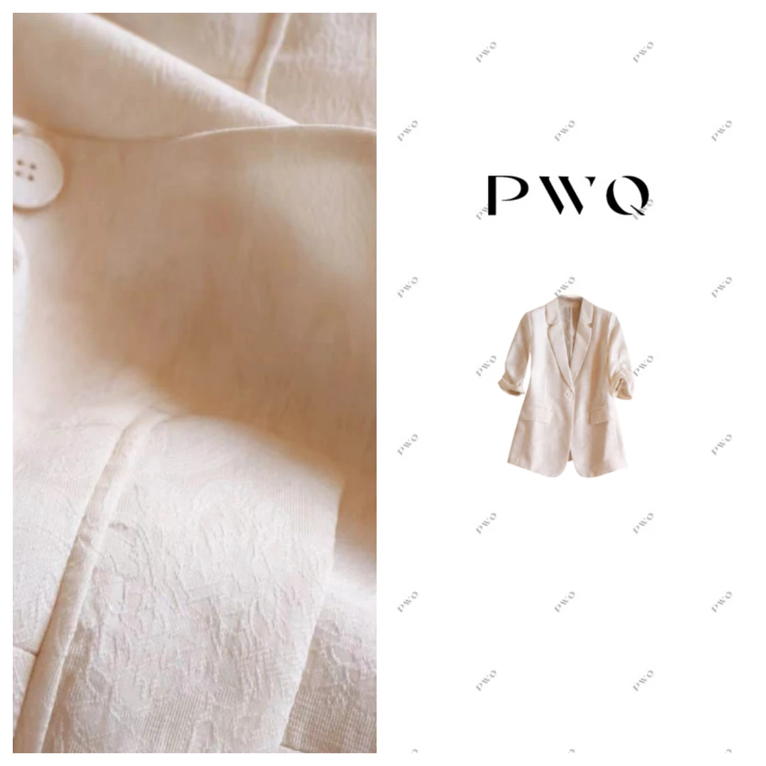 西装中袖打揽褶皱提花国风一粒扣TT-51019